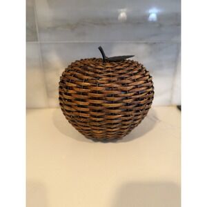Vintage Wicker Apple Basket Decorative Rustic Farmhouse Decor 7.5"